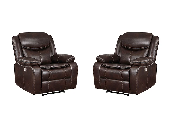 Coaster Sycamore Upholstered Power Recliner Chair Dark Brown in Dark Brown 610193P (Set of 2)