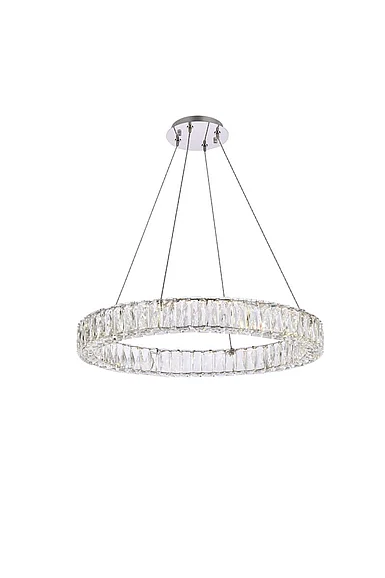 Elegant Monroe 26 In. Led Round Single Pendant in Chrome 3503D26C