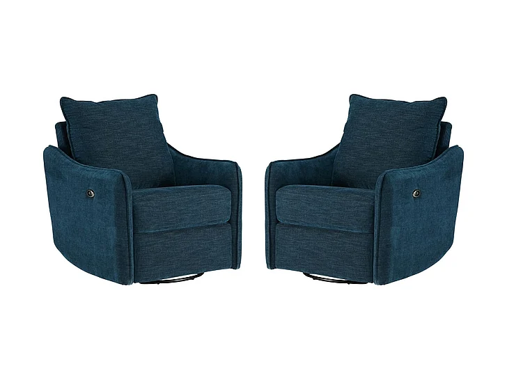 McBurg Swivel Power Recliner in Navy 4480128 (Set of 2)