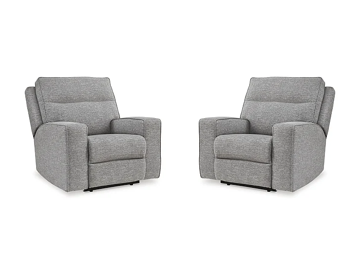 Biscoe Power Recliner in Pewter 9050313 (Set of 2)