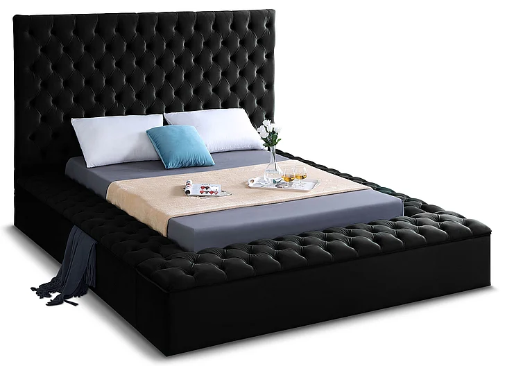 Meridian Bliss Velvet Full Bed in Black Velvet BlissBlack-F