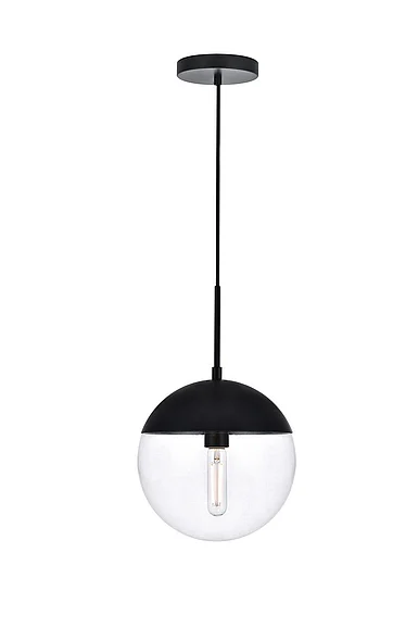 Elegant Eclipse 1 Light Black Pendant with Clear Glass LD6033BK