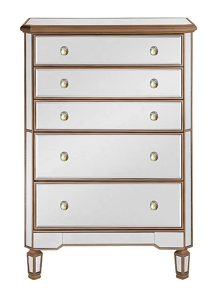 Elegant 5 Drawer Cabinet 33 In. x 16 In. x 49 In. in Gold Paint MF6-1126G