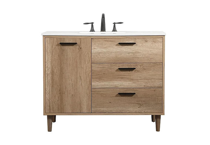 Elegant 42 In. Single Bathroom Vanity in Natural Oak VF47042NT