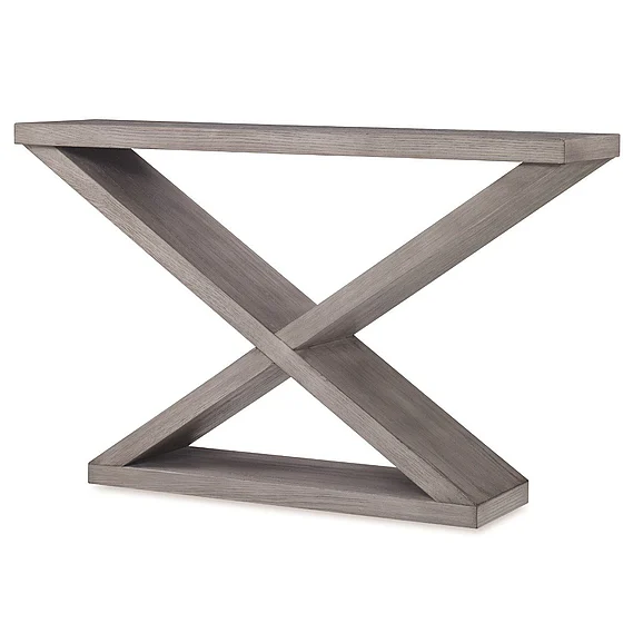 Ambella Home Salone Double-V Console Table in Ash Grey 27037-850-003