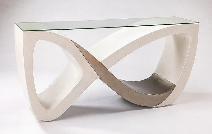 Artmax Console Table in Brushed White and Silver 2708-D1