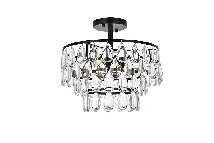 Elegant Mila 14 In. Flush Mount in Black 1103F14BK