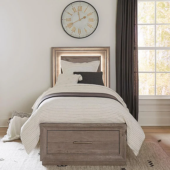 Liberty Furniture Horizons Twin Storage Bed with HB Lights in Graystone 272-BR-TSB