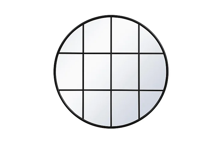 Elegant Metal Windowpane Mirror 42 In. x 42 In. in Black MR634242BK