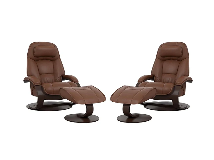 Fjords Admiral C Large Recliner with Footstool - Manual in AL Cement/Chocolate 351500-578-012 (Set of 2) CUSTOM ITEM