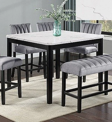 Crown Mark Pascal Counter Height Table White Top Black Leg 2724T-4848