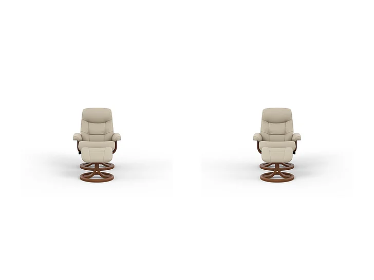 Fjords Muldal R Large Recliner with Footstool - Manual in NL Dove/Walnut 896501-132-010 (Set of 2) CUSTOM ITEM