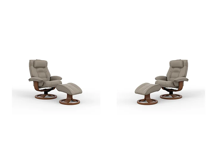 Fjords Mustang R Large Recliner with Footstool - Manual in NL Granite/Manual 911502-131-010 (Set of 2) CUSTOM ITEM