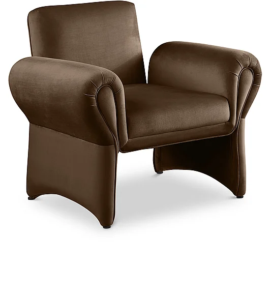 Meridian Fleurette Velvet Accent Chair in Brown Velvet 409Brown