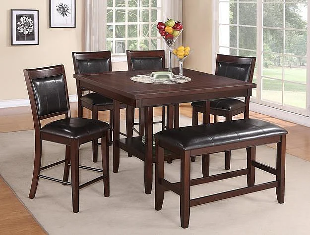 Crown Mark Fulton 6pc Counter Height Dining Room Set in Espresso