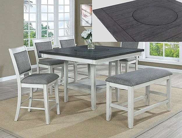 Crown Mark Fulton 6pc Counter Height Dining Room Set in White