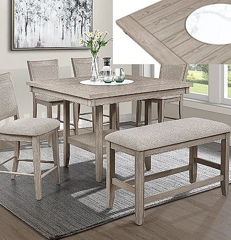 Crown Mark Fulton Counter Height Table in White Oak 2727MB-T-4848