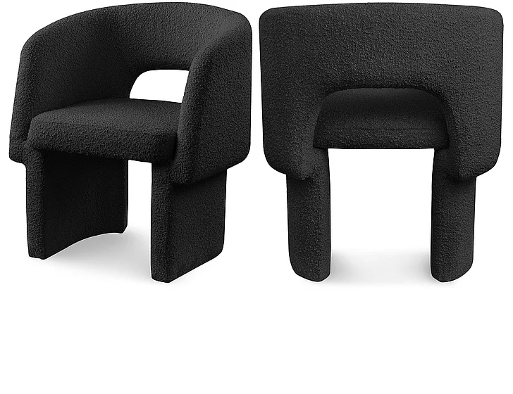 Meridian Emmet Boucle Fabric Dining Chair / Accent Chair in Black Boucle Fabric 438Black-C