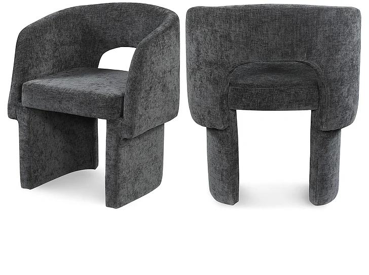 Meridian Emmet Chenille Fabric Dining Chair / Accent Chair in Black Chenille Fabric 439Black-C