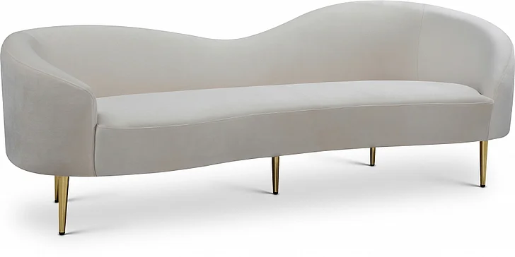 Meridian Ritz Velvet Sofa in Cream Velvet 659Cream-S