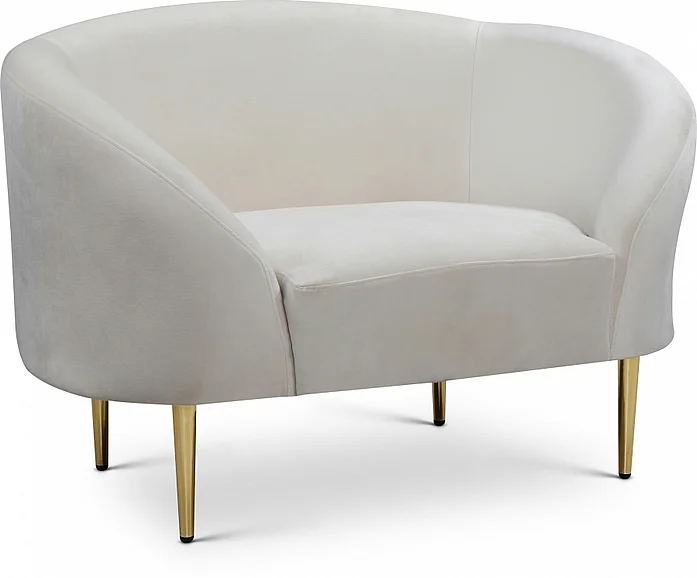 Meridian Ritz Velvet Chair in Cream Velvet 659Cream-C