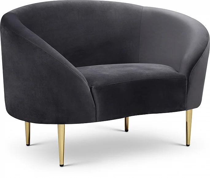 Meridian Ritz Velvet Chair in Grey Velvet 659Grey-C