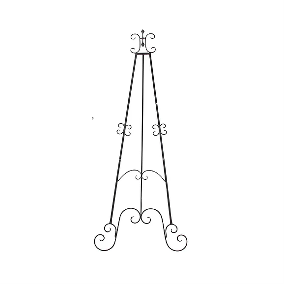 UMA Black Metal Scroll Adjustable 3 Tier Display Easel with Chain Support, 32 x 28 x 69 | 27386