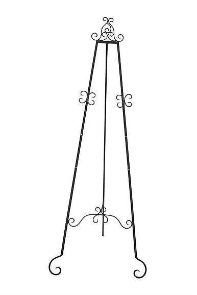 UMA Black Metal Scroll Large Adjustable 3 Tier Display Easel with Chain Support, 34" x 26" x 67" | 27392