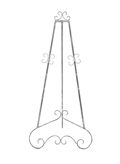 UMA Gray Metal Scroll Large Adjustable 3 Tier Display Easel with Chain Support, 22" x 22" x 48" | 27397