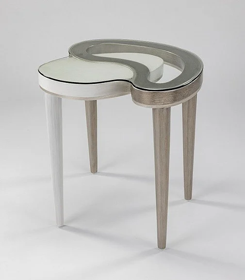 Artmax End Table in White and Silver 2742-ET1