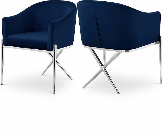 Meridian Xavier Velvet Dining Chair in Navy Velvet 762Navy-C