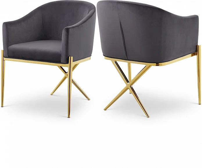 Meridian Xavier Velvet Dining Chair in Grey Velvet 763Grey-C