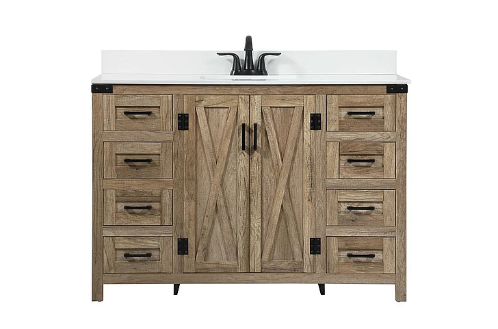 Elegant 48 In. Single Bathroom Vanity in Natural Oak with Backsplash VF90248NT-BS