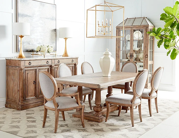 A.R.T. Furniture Architrave 7-Piece Trestle Dining Table Set in Rustic Pine