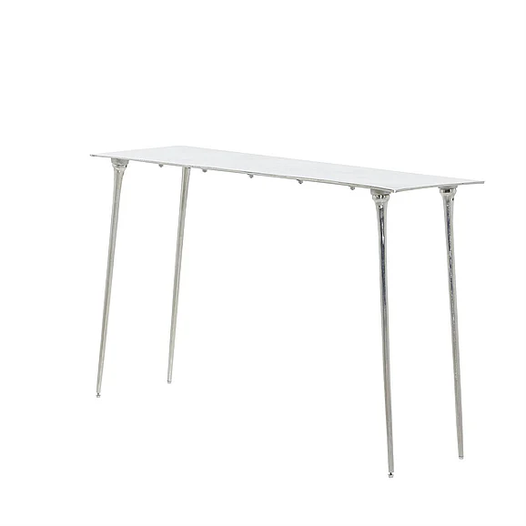 UMA Silver Aluminum Metal Living Room Console Table, 50" x 15" x 31" | 27979 CLOSEOUT