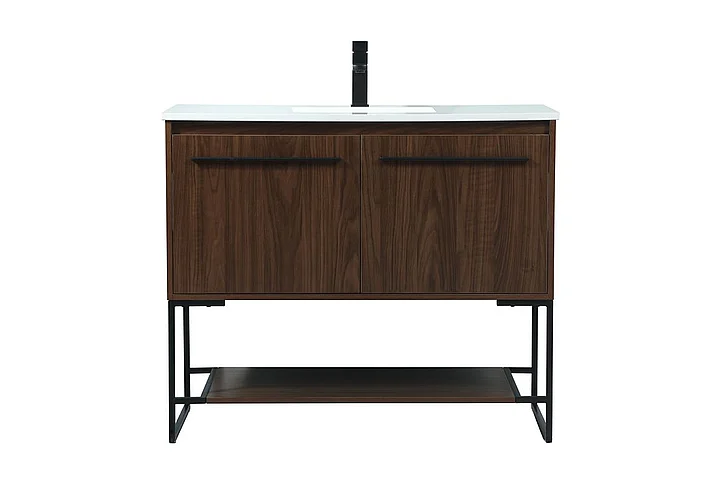 Elegant 40 In. Single Bathroom Vanity in Walnut VF42540MWT CLOSEOUT