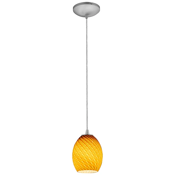 Access Lighting Brandy FireBird LED Pendant in Brushed Steel/Amber Firebird 28023-3C-BS/AMBFB