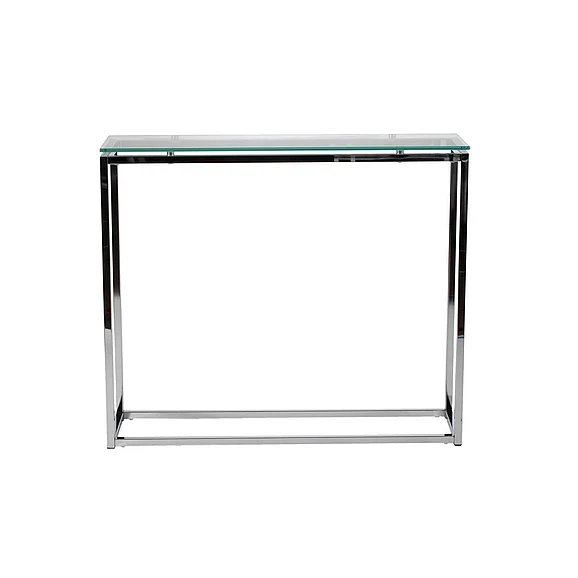 Euro Style Sandor 36" Console Table with Clear Tempered Glass Top and Chrome Frame 28033 CLOSEOUT