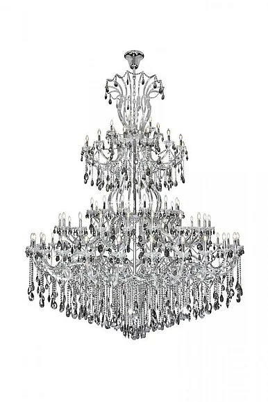 Elegant Maria Theresa 84 Light Chrome Chandelier with Silver Shade Tear Drop Crystalssilver Shade (Grey) Royal Cut Crystal 2803G120C-SS/RC