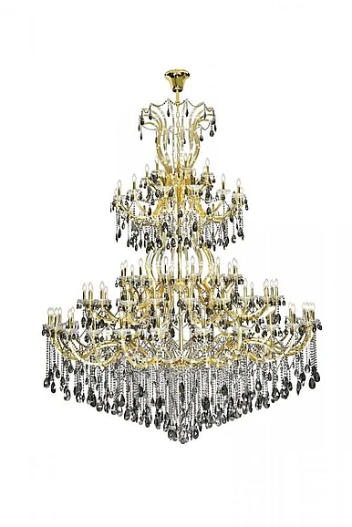 Elegant Maria Theresa 84 Light Gold Chandelier with Silver Shade Tear Drop Crystalssilver Shade (Grey) Royal Cut Crystal 2803G120G-SS/RC