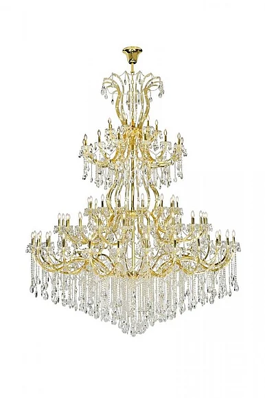 Elegant Maria Theresa 84 Light Gold Chandelier with Clear Tear Drop Crystals Clear Royal Cut Crystal 2803G120G/RC
