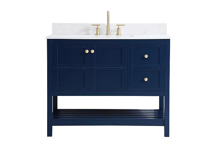 Elegant 42 In. Single Bathroom Vanity in Blue with Backsplash VF16442BL-BS