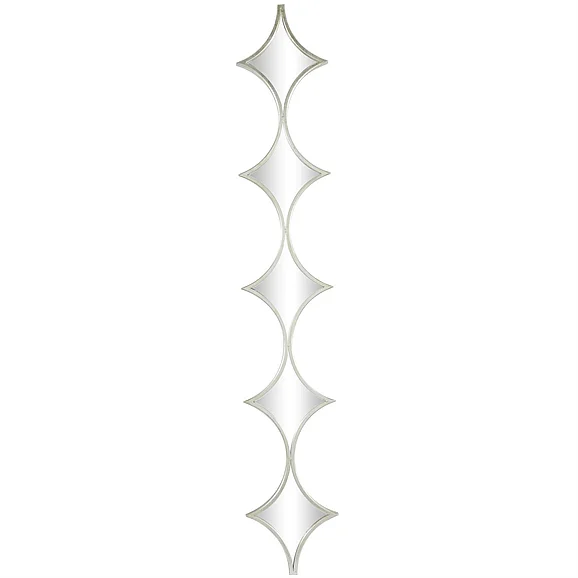 UMA Silver Metal Slim Stacked Chain 5 Layer Room Wall Mirror with Diamond Pattern, 8" x 1" x 59" | 28118