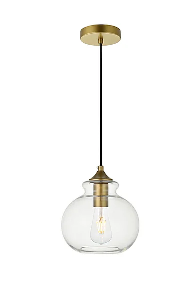 Elegant Destry 1 Light Brass Pendant with Clear Glass LD2245BR