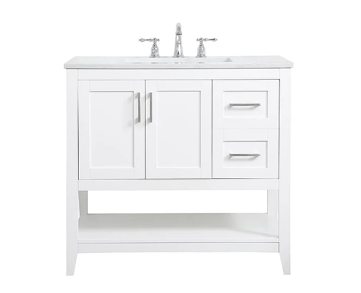 Elegant 36 In. Single Bathroom Vanity in White VF16036WH