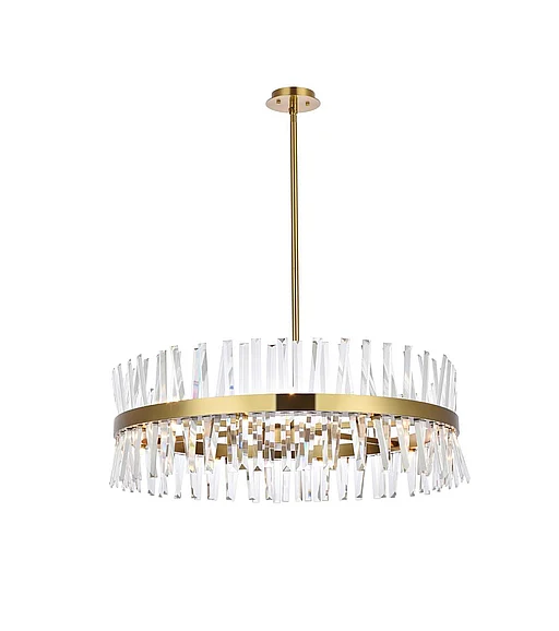 Elegant Serephina 36 In. Crystal Round Chandelier Light in Satin Gold 6200D36SG