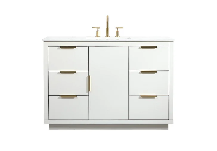 Elegant 48 In. Single Bathroom Vanity in White VF19448WH