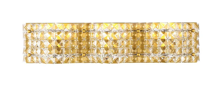 Elegant Ollie 3 Light Brass and Clear Crystals Wall Sconce LD7016BR CLOSEOUT