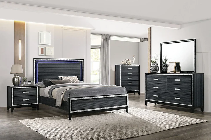 ACME Haiden 4pc Panel Bedroom Set in Weathered Black