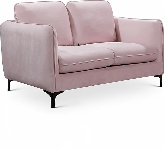 Meridian Poppy Velvet Loveseat in Pink Velvet 690Pink-L